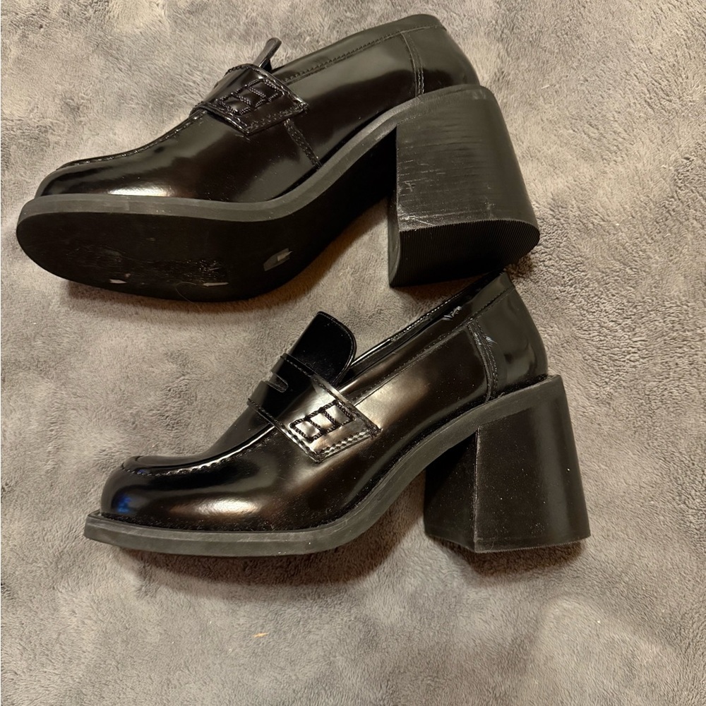Women's Steve Madden Black Platform Loafers - Picture 2 of 5